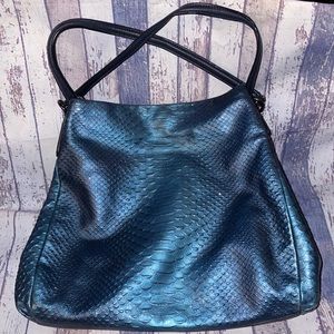 Coach blue shimmer snakeskin shoulder purse